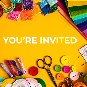 craft supplies with the words you're invited